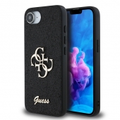 Husa telefon Guess PU Fixed Glitter 4G Metal Logo Case pentru iPhone 16e Black