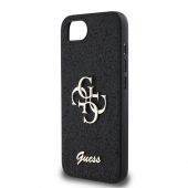 Husa telefon Guess PU Fixed Glitter 4G Metal Logo Case pentru iPhone 16e Black