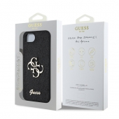 Husa telefon Guess PU Fixed Glitter 4G Metal Logo Case pentru iPhone 16e Black