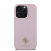 Husa telefon Guess PU Grained 4G Small Metal Logo MagSafe Case pentru iPhone 16 Pro Pink