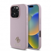 Husa telefon Guess PU Grained 4G Small Metal Logo MagSafe Case pentru iPhone 16 Pro Pink
