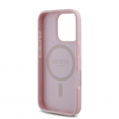 Husa telefon Guess PU Grained 4G Small Metal Logo MagSafe Case pentru iPhone 16 Pro Pink