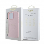 Husa telefon Guess PU Grained Classic Logo MagSafe Case pentru iPhone 16 Pro Pink
