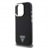 Husa telefon Guess PU Grained Triangle Logo MagSafe Case pentru iPhone 16 Pro Black