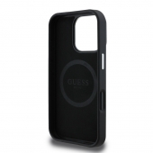 Husa telefon Guess PU Grained Triangle Logo MagSafe Case pentru iPhone 16 Pro Black