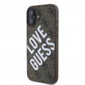 Husa telefon Guess PU Leather 4G Big Love Logo MagSafe Case pentru iPhone 16 Brown