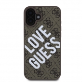 Husa telefon Guess PU Leather 4G Big Love Logo MagSafe Case pentru iPhone 16 Brown