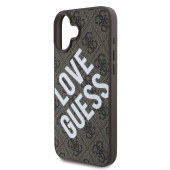 Husa telefon Guess PU Leather 4G Big Love Logo MagSafe Case pentru iPhone 16 Brown