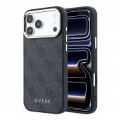 Husa telefon Guess PU Leather 4G Gold Frame MagSafe pentru iPhone 18 Pro Max Black