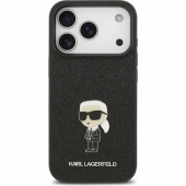 Husa telefon Karl Lagerfeld Fixed Glitter Metal Ikonik pentru iPhone 17 Pro Black
