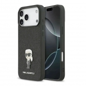 Husa telefon Karl Lagerfeld Fixed Glitter Metal Ikonik pentru iPhone 17 Pro Max Black