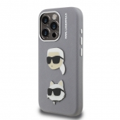 Husa telefon Karl Lagerfeld Grained PU K&CH Heads Case pentru iPhone 15 Pro Max Grey