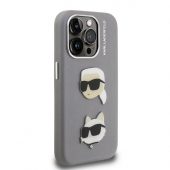 Husa telefon Karl Lagerfeld Grained PU K&CH Heads Case pentru iPhone 15 Pro Max Grey