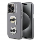 Husa telefon Karl Lagerfeld Grained PU K&CH Heads Case pentru iPhone 15 Pro Max Grey