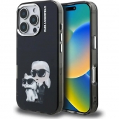 Husa telefon Karl Lagerfeld IML Aquarelle Karl and Choupette pentru iPhone 16 Pro Black
