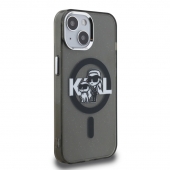 Husa telefon Karl Lagerfeld IML Glitter Karl and Choupette Sketch MagSafe Case pentru iPhone 15 Black