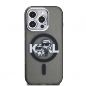 Husa telefon Karl Lagerfeld IML Glitter Karl and Choupette Sketch MagSafe Case pentru iPhone 15 Pro Black