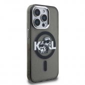 Husa telefon Karl Lagerfeld IML Glitter Karl and Choupette Sketch MagSafe Case pentru iPhone 15 Pro Black