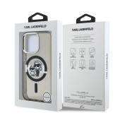 Husa telefon Karl Lagerfeld IML Glitter Karl and Choupette Sketch MagSafe Case pentru iPhone 15 Pro Black