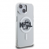 Husa telefon Karl Lagerfeld IML Glitter Karl and Choupette Sketch MagSafe Case pentru iPhone 15 Transparent