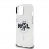 Husa telefon Karl Lagerfeld IML Glitter Karl and Choupette Sketch MagSafe Case pentru iPhone 15 Transparent