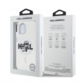 Husa telefon Karl Lagerfeld IML Glitter Karl and Choupette Sketch MagSafe Case pentru iPhone 15 Transparent