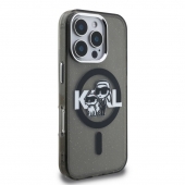 Husa telefon Karl Lagerfeld IML Glitter Karl and Choupette Sketch MagSafe Case pentru iPhone 16 Pro Max Black