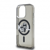 Husa telefon Karl Lagerfeld IML Glitter Karl and Choupette Sketch MagSafe Case pentru iPhone 16 Pro Max Black
