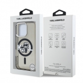 Husa telefon Karl Lagerfeld IML Glitter Karl and Choupette Sketch MagSafe Case pentru iPhone 16 Pro Max Black