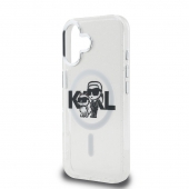 Husa telefon Karl Lagerfeld IML Glitter Karl and Choupette Sketch MagSafe Case pentru iPhone 16 Transparent