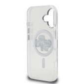 Husa telefon Karl Lagerfeld IML Glitter Karl and Choupette Sketch MagSafe Case pentru iPhone 16 Transparent