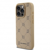Husa telefon Karl Lagerfeld PU Karl Heads Pattern MagSafe Case pentru iPhone 15 Pro Max Beige
