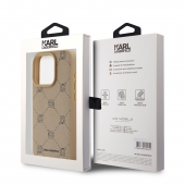 Husa telefon Karl Lagerfeld PU Karl Heads Pattern MagSafe Case pentru iPhone 15 Pro Max Beige