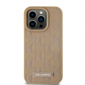 Husa telefon Karl Lagerfeld PU Leather Monogram Metal Logo MagSafe Case pentru iPhone 14 Pro Max Beige