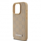 Husa telefon Karl Lagerfeld PU Leather Monogram Metal Logo MagSafe Case pentru iPhone 14 Pro Max Beige
