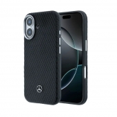 Husa telefon Mercedes PU Leather Wood Semi Wrap MagSafe pentru iPhone 17 Black
