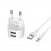 Incarcator priza Borofone BA23A 2 USB 2.4 Ah micro alb