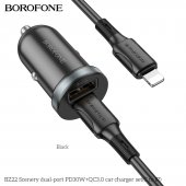 Incarcator auto Borofone BZ22 Scenery PD 20W + QC 3.0 set cu cablu Type-C la lightning negru