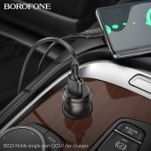 Incarcator auto Borofone BZ23 Noble QC 3.0 fara cablu negru