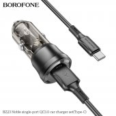 Incarcator auto Borofone BZ23 Noble QC 3.0 set cu cablu Type-C negru
