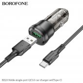 Incarcator auto Borofone BZ23 Noble QC 3.0 set cu cablu Type-C negru