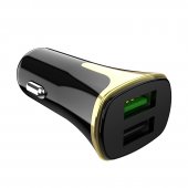 Incarcator auto Hoco Z31 QC 3.0 2 USB + cablu micro negru