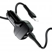 Incarcator auto Hoco Z36 2 USB 2.4 Ah + cablu lightning negru