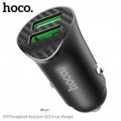 Incarcator auto Hoco Z39 Farsighted dual port QC 3.0 fara cablu negru