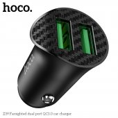 Incarcator auto Hoco Z39 Farsighted dual port QC 3.0 fara cablu negru