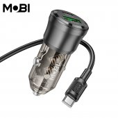 Incarcator auto Mobi MA-01 1A1C PD 38W set cu cablu USB-C la USB-C negru translucid