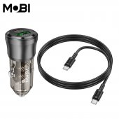 Incarcator auto Mobi MA-01 1A1C PD 38W set cu cablu USB-C la USB-C negru translucid