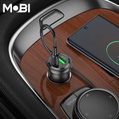 Incarcator auto Mobi MA-01 1A1C PD 38W set cu cablu USB-C la USB-C negru translucid