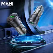 Incarcator auto Mobi MA-01 1A1C PD 38W set cu cablu USB-C la USB-C negru translucid