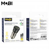Incarcator auto Mobi MA-01 1A1C PD 38W set cu cablu USB-C la USB-C negru translucid